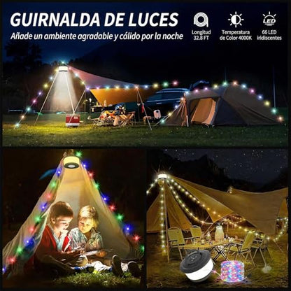 Camping String Lights,2 in 1 Upgraded 32.8FT Rechargeable Tent Lights String with 19 Lighting Modes,Quick Storage camping lights，Portable LED Lamp for Bedroom Yard Decor Christmas Camping(Black) - style: Black