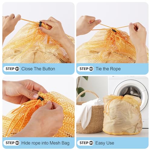 3Pcs Mesh Laundry Bags Washing Machine Mesh Wash Bags Jumbo for Delicates Clothes,Bed Linen,Toys with Drawstring Closure Sturdy(3 XXLarge 28 x 26 Inches, Yellow) - color: Yellow, size: Jumbo 3 pcs