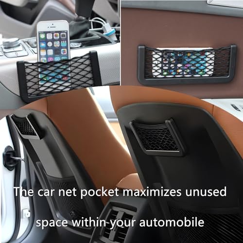 4 PCS Car Net Pocket Professional Car Mesh Pocket Net Self-Adhesive Elastic Storage Net Pocket for Automotive Seat Accessories(5.9In x 3.14In,7.87In x 3.14In)