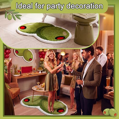 Drydiet Rug Bathroom Rugs Non Slip Absorbent Bath Mat Martini Theme Bath Mat a Tini Bit Older Carpet Washable 20x32 Inch Bathroom Rugs for Kitchen Front Door Living Home Gift (Olive) - style: Olive