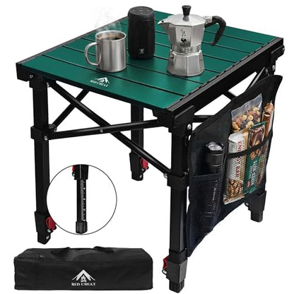 Camping Table Portable Foldable with Adjustable Height, Lightweight Collapsible Aluminum Roll-Up Camp Table with Storage Bag & Carry Bag, Heat-Resistant for RV Picnic BBQ Camping (Small 16"×13") - size: Small 16"×13" - Low Table Height (21"H)