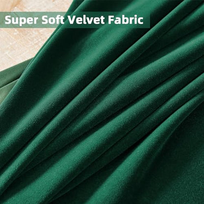 CUCRAF Dark Green Velvet 100% Blackout Curtains 96 inches Long, Thermal Insulated, Noise Reducing Rod Pocket Luxury Drapes for Bedroom Living Room(52x96 inches, 2 Panels) - color: Dark Green, size: 52"W x 96"L (Pack of 2)