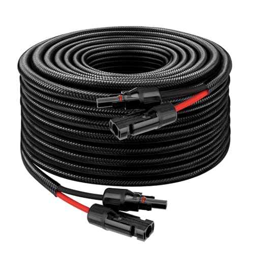 XRDS -RF Solar Panel Cable 30FT, 10AWG Solar Extension Cable with Male & Female Solar Connectors, Flame-Retardant Protective Sleeving Solar Cable, Weatherproof PV Wire for Solar Panel Connection - size: 10AWG 30FT