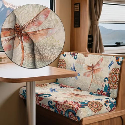 Dragonfly Boho Mandala Pattern RV Dinette Cushion Covers Wear-Resistan Camper Cushion Slipcover Pet-Friendly Loveseat Sofa Chair Cover 1 Backrest Covers and 1 Bench Covers - color: Dragonfly Boho Mandala