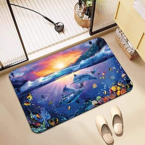 Bathroom Rugs Non Slip Quick Dry Bath mat Rubber Bathroom mat, Super Absorbent Bath mat, Washable Bathroom mat Bath Rugs, Shower Mat Bath Mats for Bath Floor, 15.7x23.6in, Ocean Sunset - color: Ocean Sunset, size: 15.7x23.6in