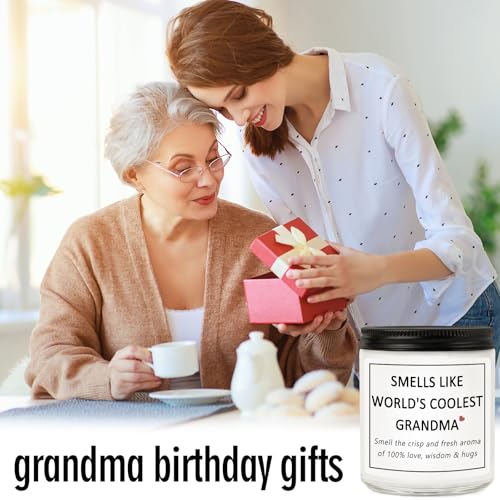Grandma Gifts, Mothers Day Gift for Grandma from Grandchildren Granddaughter Grandkids, Smells Like World's Coolest Grandma Lavender Candles - style: Grandma