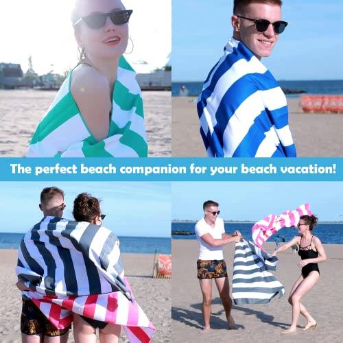 Your Choice Microfiber Beach Towel, Sand-Free Quick Dry Travel Towel, Oversized Compact Lightweight Recycled Towel for Pool Camping(67"x35"/60"x30") - color: M-light Blue Stripes, size: Large(60x30")