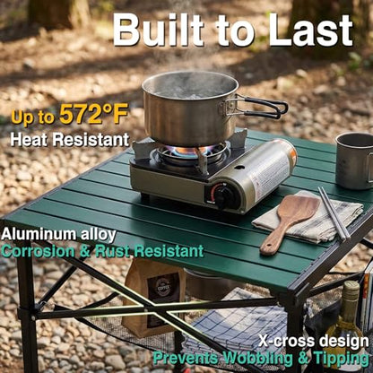 Camping Table Portable Foldable with Adjustable Height, Lightweight Collapsible Aluminum Roll-Up Camp Table with Storage Bag & Carry Bag, Heat-Resistant for RV Picnic BBQ Camping (Large 28"×25") - size: Large 28"×25" - Dining Height (32.5"H)