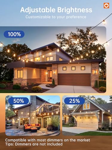 addlon 25FT LED Outdoor String Lights, Waterproof with 8+1 LED Shatterproof Bulbs (Non-Solar) Patio Light, Connectable & Waterproof Hanging Outdoor for Camping Backyard Bistro Porch
