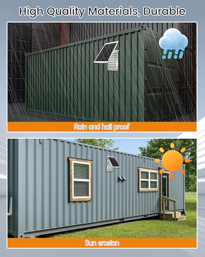 Shipping Containers Solar Vents Kit with Battery Run Day/Night, 25W Foldable Solar Panel with 88000mAh Battery, USB Charging, Rain and Hail Proof, Suitable for Container Houses, Containers, Offices