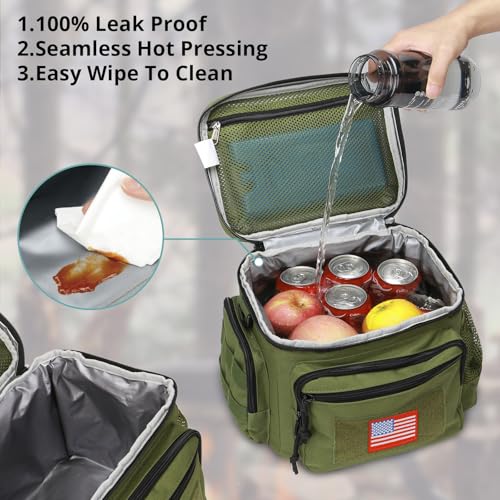ATRIPACK Lunch Box for Men, Tactical Lunch Bag MOLLE Webbing Leakproof Insulated Large Lunch Cooler Women Adult Meal with Adjustable Shoulder Strap Durable Lunch Pail (Green) - color: Green, size: Medium