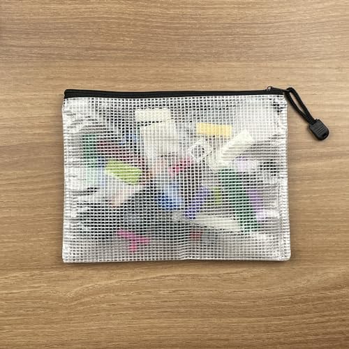 Oaimyy-A6(6"x 4.5"), Mesh Zipper Pouch Document Folders Bag Plastic Zip File Folders for School Office Supplies, Travel, Organizing Storage-Black,6 Pcs - size: A6