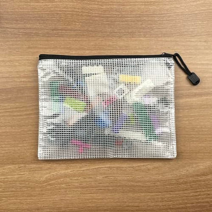 Oaimyy-A6(6"x 4.5"), Mesh Zipper Pouch Document Folders Bag Plastic Zip File Folders for School Office Supplies, Travel, Organizing Storage-Black,6 Pcs - size: A6