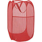 Larpur Popup Mesh Laundry Basket, Collapsible and Portable Clothes Washing Laundry Hamper with Reinforced Carry Handle (Red) - color: Red