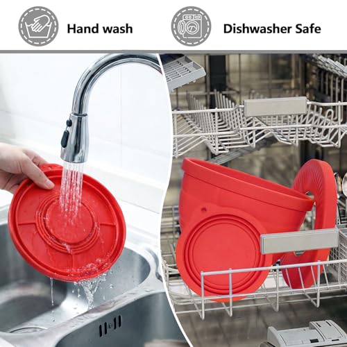Silicone Bowl Liner for KitchenAid Mixer 4.5/5QT, Collapsible Mixing Bowl Insert with Airtight Lid, Food Grade Silicone KitchenAid Stand Mixer Bowl Liner, Heat Resistant, Dishwasher Safe, 1 Pack (Red)