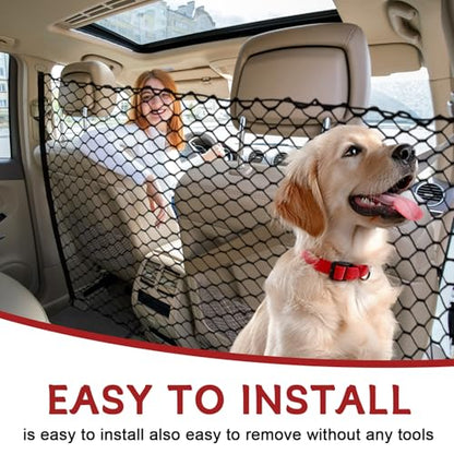vvag Universal Adjustable Dog Car Barrier for SUVs Trucks,Easy-Install Mesh Pet Divider & Backseat Safety Net for Travel