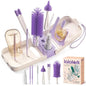 lalalark 7-in-1 Baby Bottle Brush Set, BPA Free Silicone Baby Bottle Cleaning Kit with No Scratch Dual-Headed Brush, Nipple Brushes,Soap Dispenser & Drying Rack,Travel Cleaner with Storage Case,Purple - color: Purple