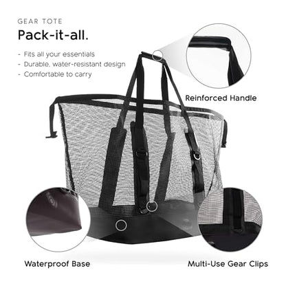 MISSION Boat Gear CASSI Heavy-Duty Outdoor Tote and Waterproof Marine-Grade Mesh Boat Bags - color: Black, size: 170 Liter