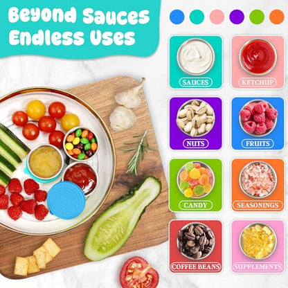 LIEMAND 6x1.6 oz Salad Dressing Container to Go, Leakproof Reusable Stainless Steel Small Container with Lid,Sauce Containers for Lunch box,Picnics,Travel,Office and Meal Prep - color: Ocean Wave, size: 1.6oz