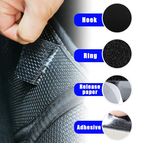 Dickno 10 PCS Hook and Loop Mounting Strips with Adhesive, 2"×2" Heavy Duty Tape Strip, Multi-Purpose Carpet Rug Fastener Mounting Tape for Power Strip, Car Sun Visor, Floor Mat - color: 10 PCS