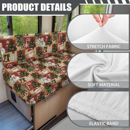 Xmas Buffalo Grid RV Dinette Cushion Covers Christmas Camper Cushion Slipcovers Sofa Furniture Covers for RV Camper Include 1 Bench Cover and 1 Backrest Cover Washable RV Accessories - color: Buffalo Grid