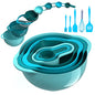 13 Pcs Mixing Bowls Set, RV Camping Accessories Set, Apartment Kitchen Gadget Easy Storage, Inculding Measuring Cups Colander Sifter Large Bowl Whisk Scraper, Great for Cooking and Baking, No BPA - color: Blue Cyan-1