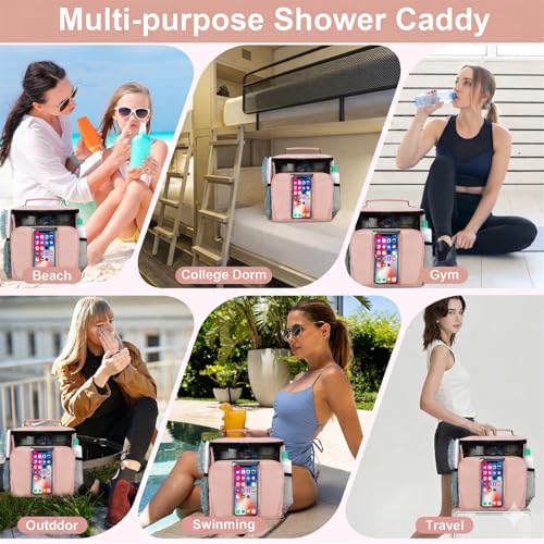 BAIMAY College Dorm room Essentials for Girls, Quick Dry Mesh Shower Caddy-Beige - color: Beige