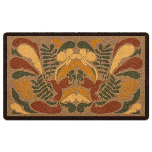 Boho Bird Floral Door Mat, Abstract Minimalist Floral Welcome Front Door Mat Indoor Outdoor Entrance, Boho Botanical Flower Artificial Coir Doormats Rugs for Porch Entryway Decor 30x17in - color: Floral-19