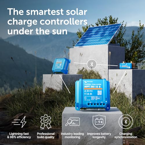 Victron Energy SmartSolar MPPT Solar Charge Controller (Bluetooth) - Charge Controllers for Solar Panels - 100V, 15 amp, 12/24-Volt - style: 100V, 15A