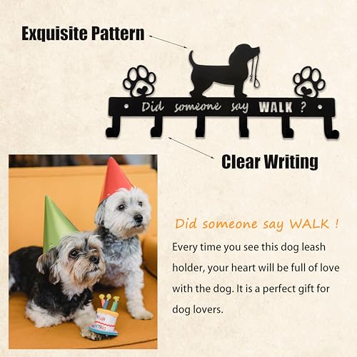 Dog Leash Holder for Wall, Key Holder Wall Mount with Did Someone Say Walk - Dog Stuff Storage Organizer Key Organizer Wall for Living-Room Entryway