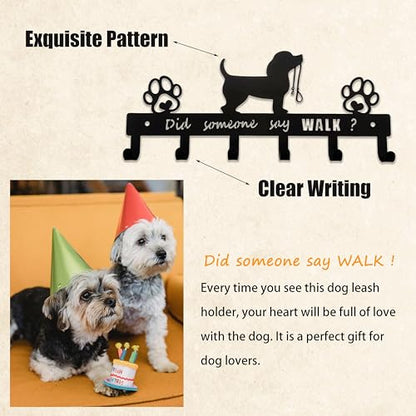 Dog Leash Holder for Wall, Key Holder Wall Mount with Did Someone Say Walk - Dog Stuff Storage Organizer Key Organizer Wall for Living-Room Entryway
