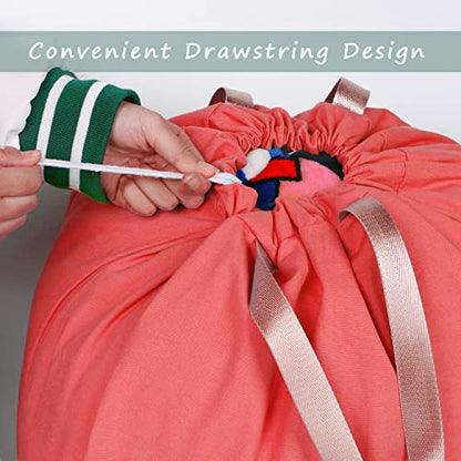 Cotton Canvas Laundry Bag with Handles & Drawstring Straps, Heavy Duty Extra Large Laundry Bags for Laundromat and Household, 25.5x34 Inch, Red - color: Red