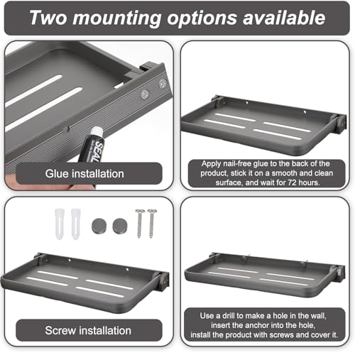 3 Pack RV Aluminum Fold Down Wall Shelf, Sturdy Wall-Mounted Folding Shelf Foldable Camper Accessory for Bathroom Kitchen Bedroom Organization RV Furniture Parts Hardware for Inside - size: 11.81x5 inch