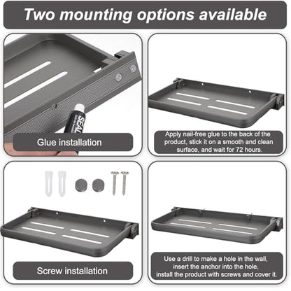 3 Pack RV Aluminum Fold Down Wall Shelf, Sturdy Wall-Mounted Folding Shelf Foldable Camper Accessory for Bathroom Kitchen Bedroom Organization RV Furniture Parts Hardware for Inside - size: 11.81x5 inch