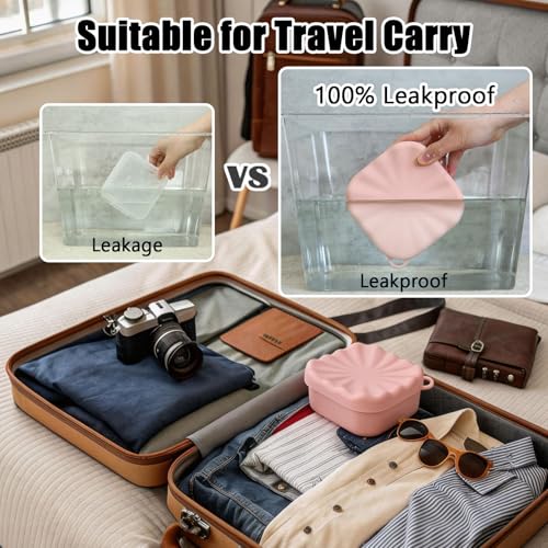 Travel Soap Case, Leakproof Soap Box Container, Square Shampoo Bar Case with Draining Layer, Slip-Resistant Portable Bar Soap Holder for Travel, Camp, Gym (Peach Pink) - color: Peach Pink