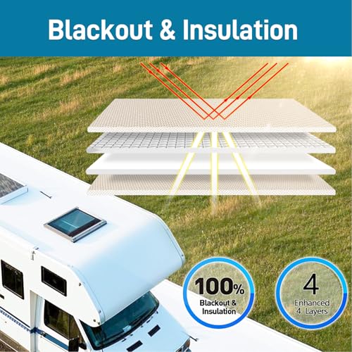 SUNICO 16.5" X 16.5" RV Door Window Shade Cover, Magnetic 100% Blackout Foldable RV Window Shades for Campers with Anti-UV Aluminum Foil Reflective & Cotton Insulation & Thicked Waterproof Fabric - color: beige