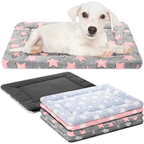 VitalCozy 4 Pcs Dog Crate Pads, Ultra Soft Warm Washable Anti-Slip Kennel Bed Mat for Pets, Reversible, Replaceable, Cage Liner for Small Medium Large Dogs and Cats(18 x 24 x 1.6 Inch,Star,Colorful) - color: Colorful, size: Rectangular 18 x 24 x 1.6 Inch