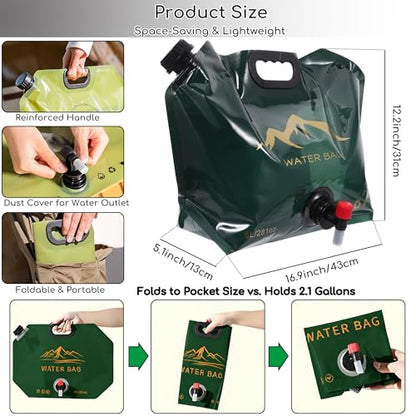 Collapsible Water Container with Spigot 2.1Gal, 4Pack Portable Beer Dispenser Bag for Camping RV, 3-Layer Oxygen Barrier Growler Alternative, BPA Free Reusable Drink Bags for Homebrew Festivals Cruise
