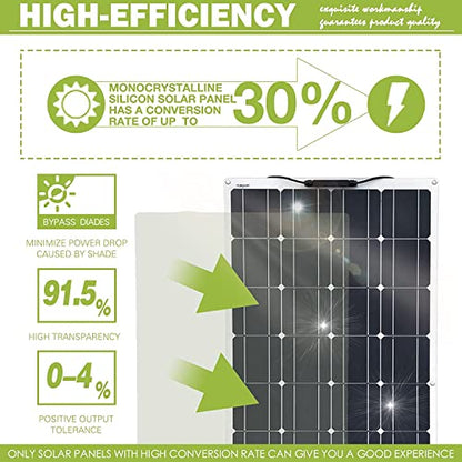 1600 Watt Solar Panel Kit, 4 × 400 Watt Flexible Solar Power Panel Photovoltaic Module with 40A Solar Charge Controller Monocrystalline Solar Panel for Camping Off Grid Battery Charging Boat - color: 1600W