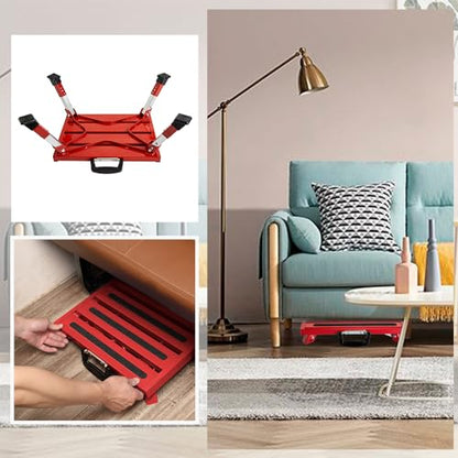 Homeon Wheels Foldable RV Step Stool, Portable Aluminum Platform with Anti-Slip Safety Surface and Handles, Adjustable Height Folding Steps Support Up to 1000 lbs, 16.5" x 11.8", Red - color: Red