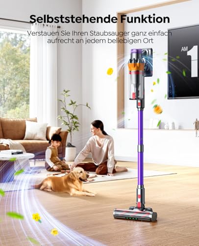 Cordless Vacuum Cleaner, 600W/50KPA/65Mins(ECO Mode) Vacuum Cleaners for Home, Self-Standing Stick Vacuum with Wall Mount Charging and Auto Mode, Handheld Vacuum for Pet Hair/Carpet/Floor