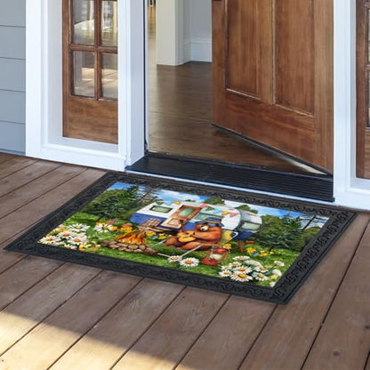 Briarwood Lane Camping Bear Doormat - color: Camping Bear