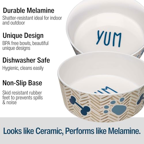 Loving Pets Dolce Moderno Dog Bowl – Modern Melamine Dog Food Bowl & Dog Water Bowl – Durable, Non-Slip Pet Dish for Small & Medium Dogs – Dishwasher Safe Dog Bowl (Small, 16 oz) - color: Yum Chevron, size: Small