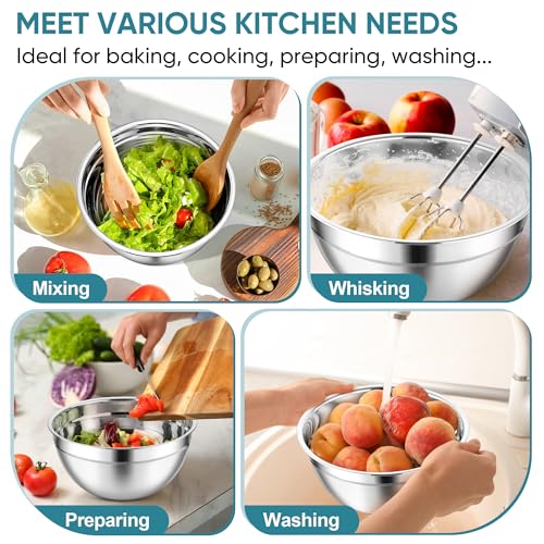 TeamFar Mixing Bowls, 3PCS Stainless Steel Serving Salad Bowls with Lids & 3 Graters, For Kitchen Mixing/Baking/Storing/Prepping, Visible & Airtight, Easy Clean - 4.5/3 / 1.5 QT, Dark Blue - color: Dark Blue, style: Transparent Airtight Lids