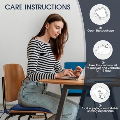 TushGuard Chair Cushions, 4 Pack Memory Foam Chair Pads, Seat Cushion, Kitchen Chair Cushions Set of 4, Anti-Slip Backing & Fixed Straps, Navy Blue - color: Navy Blue