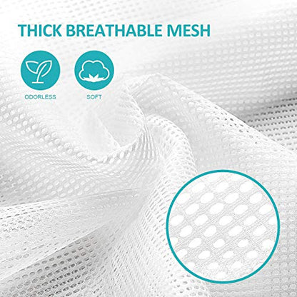 Mesh Laundry Bags with Adjustable Shoulder Strap, 24" x 36" Heavy Duty Nylon, Drawstring Closure, 3-Pack, Mixed Colors - color: White,Yellow,Green-1