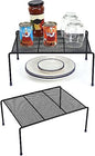 Set of 2 Mesh Kitchen Shelves Cabinet Storage Shelf Rack (13.1 x 10.2 Inch) ，Kitchen Bathroom Pantry Cupboard Desk Home Office, Fridge, Cabinet, Bathroom Cupboard, Non-slip Plastic Feet (2, Black) - color: Black