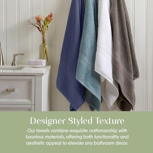 Springtree Home 100% Cotton Bath Towel Set of 4 | Blue Towels | Geometric Textured Design | Absorbent & Quick-Dry | 4 Bath Towels | Oeko-TEX® Standard 100 Cotton | Myla Collection - Indigo - color: Indigo, size: Bath Towel (4 Pack)