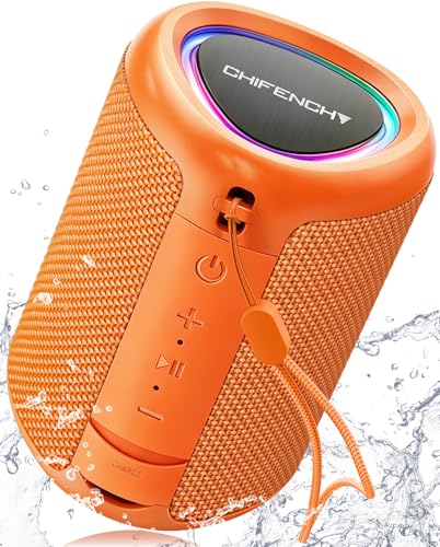 Portable Bluetooth Speaker Beach Essentials: Powerful Crystal Clear Sound/Dynamic Light/IPX5 Waterproof/All Day Playtime/Wireless BT 5.3/TWS Paring, Dad Gifts, Outdoor|Travel|Camping|Pool Accessories - color: Orange