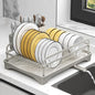 Dish Drying Rack,Dish Racks for Kitchen Counter,Metal Dish Drainer with Adjustable Drainage Spout,Removable Knife and Fork Holder (Grey) - color: 1 Tier - Grey